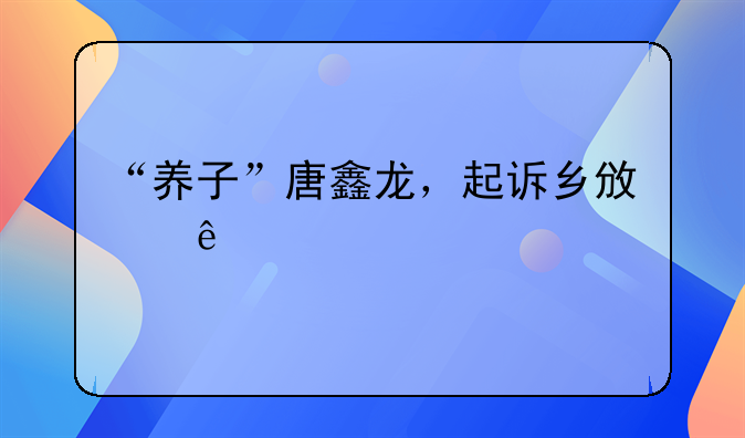 “养子”唐鑫龙，起诉乡政府