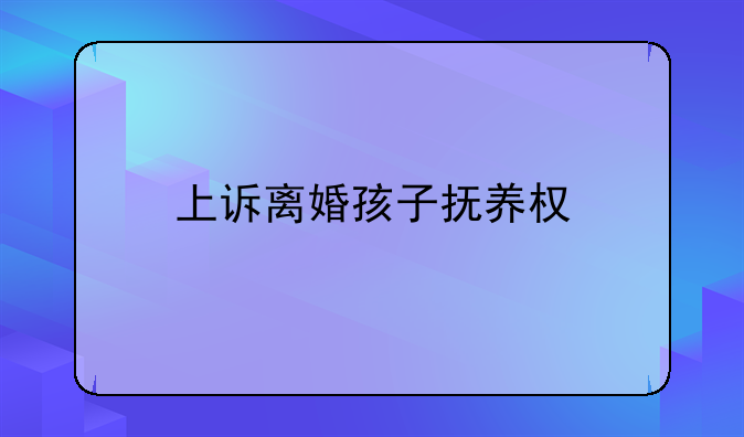 上诉离婚孩子抚养权
