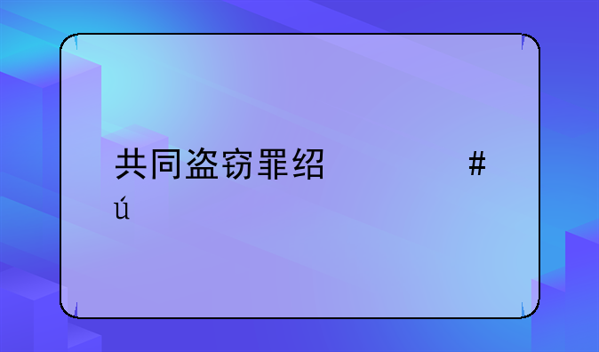 共同盗窃罪经典案例