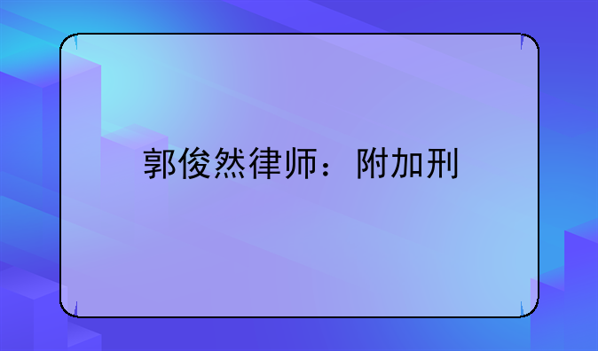 郭俊然律师：附加刑
