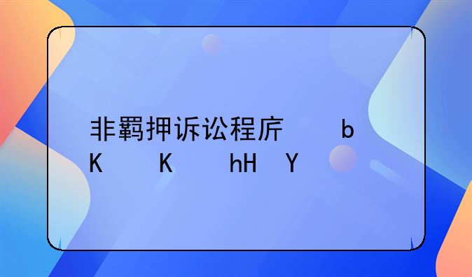 非羁押诉讼程序是什么意思