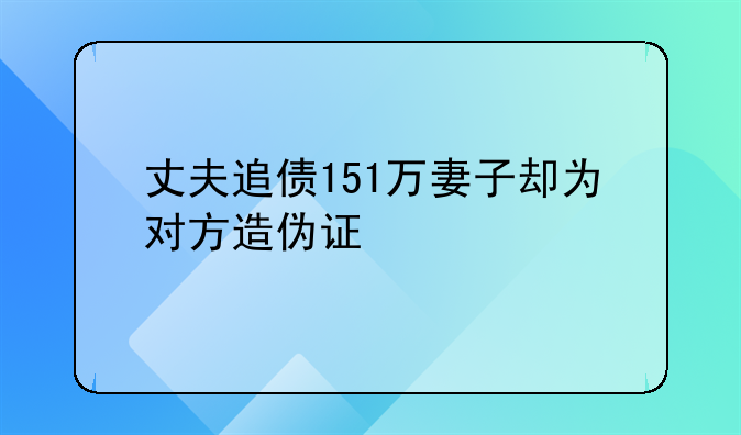 丈夫追债151万妻子却为对方造伪证