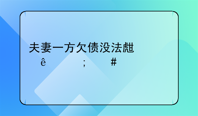 夫妻一方欠债没法生活了怎么离婚