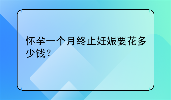怀孕一个月终止妊娠要花多少钱？