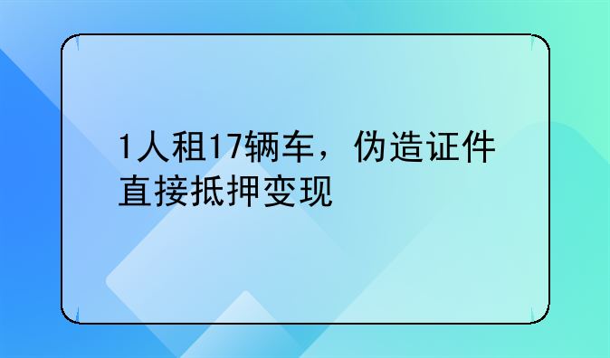 1人租17辆车，伪造证件直接抵押变现