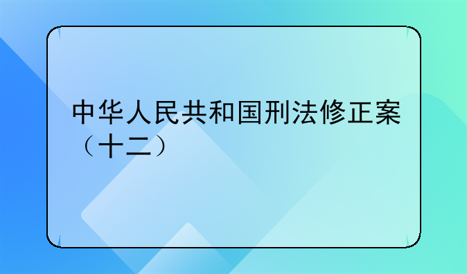 中华人民共和国刑法修正案（十二）