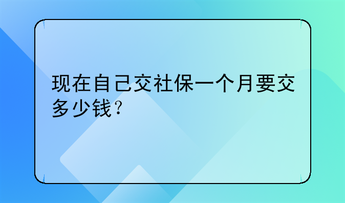 现在自己交社保一个月要交多少钱？