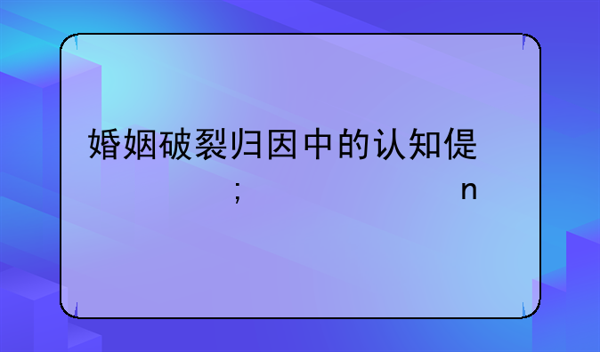 婚姻破裂归因中的认知偏差与责任困境