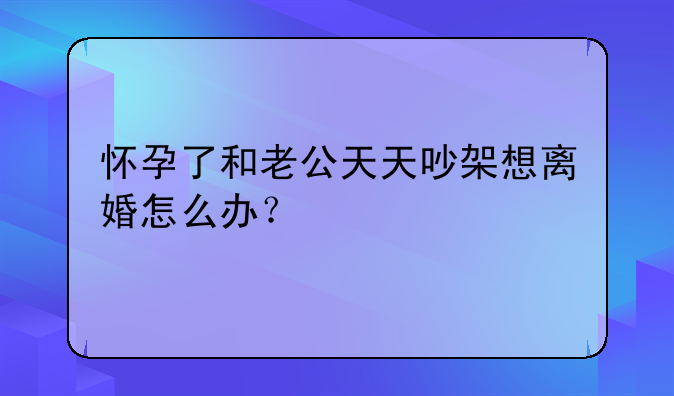 怀孕了和老公天天吵架想离婚怎么办？