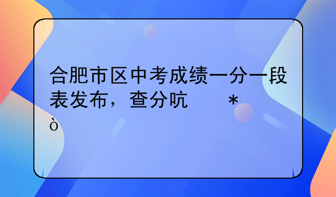 合肥市区中考成绩一分一段表发布，查分启动！
