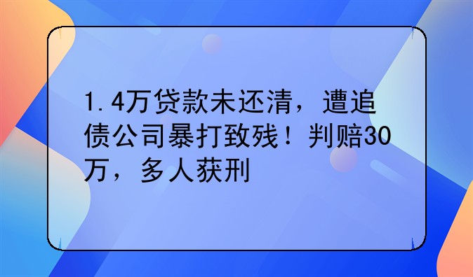 1.4万贷款未还清，遭追债公司暴打致残！判赔30万，多人获刑