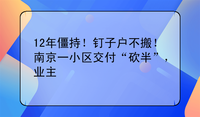 12年僵持！钉子户不搬！南京一小区交付“砍半”，业主心碎