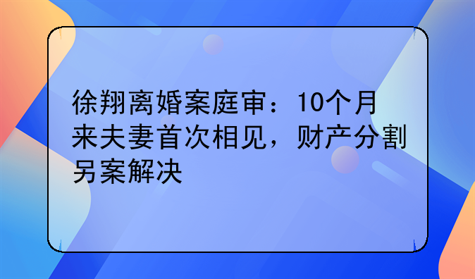 徐翔离婚案庭审：10个月来夫妻首次相见，财产分割另案解决
