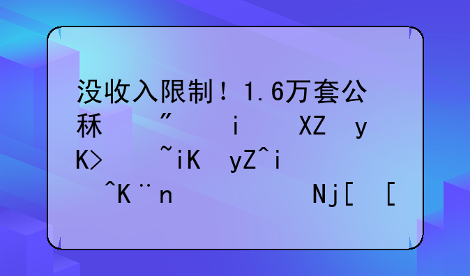 没收入限制！1.6万套公租房最全申请攻略来了！附楼市新政解读