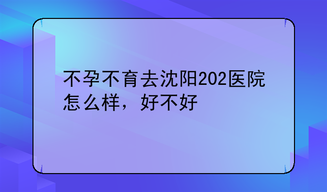 不孕不育去沈阳202医院怎么样，好不好