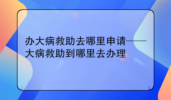 办大病救助去哪里申请——大病救助到哪里去办理